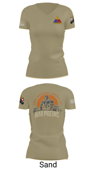 Womens Short Sleeve Vneck Shirt, 261st War Pigeons, Army, Teamtime, Team time, sublimation, custom sports apparel, team uniforms, spirit wear, spiritwear, sports uniforms, custom shirts, team store, custom team store, fundraiser sports, apparel fundraiser