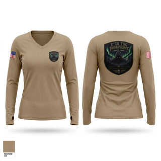 Womens Long Sleeve Vneck Shirt, E. Co 1/25, Army, Teamtime, Team time, sublimation, custom sports apparel, team uniforms, spirit wear, spiritwear, sports uniforms, custom shirts, team store, custom team store, fundraiser sports, apparel fundraiser