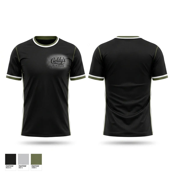 Soft Poly Tee Cotton Like Feel, Geldy’s Run Club, Cross Country, Teamtime, Team time, sublimation, custom sports apparel, team uniforms, spirit wear, spiritwear, sports uniforms, custom shirts, team store, custom team store, fundraiser sports, apparel fundraiser