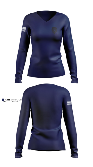 Womens Long Sleeve Vneck Shirt, Cadott Police Department, Police, Teamtime, Team time, sublimation, custom sports apparel, team uniforms, spirit wear, spiritwear, sports uniforms, custom shirts, team store, custom team store, fundraiser sports, apparel fundraiser