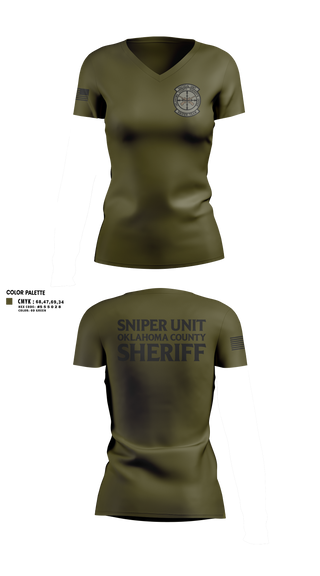 Womens Short Sleeve Vneck Shirt, Oklahoma County Sniper Team, Police, Teamtime, Team time, sublimation, custom sports apparel, team uniforms, spirit wear, spiritwear, sports uniforms, custom shirts, team store, custom team store, fundraiser sports, apparel fundraiser
