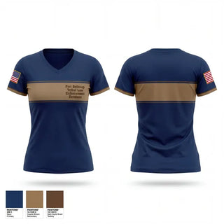 Womens Short Sleeve Vneck Shirt, Fort Belknap Tribal Law Enforcement Services, Police, Teamtime, Team time, sublimation, custom sports apparel, team uniforms, spirit wear, spiritwear, sports uniforms, custom shirts, team store, custom team store, fundraiser sports, apparel fundraiser