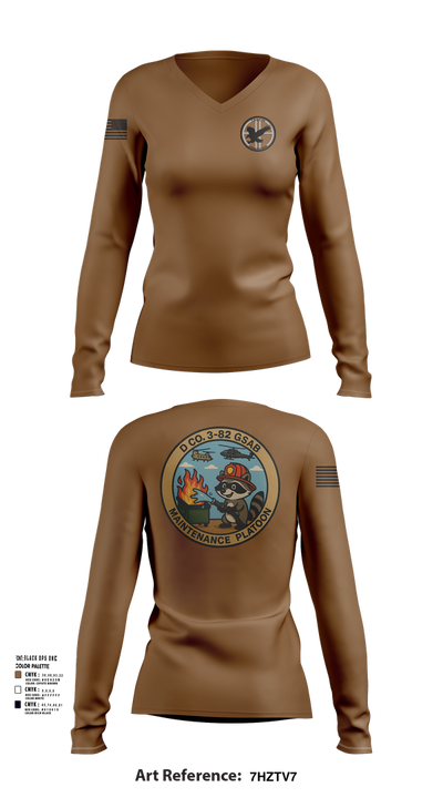 D Co 3-82 GSAB Maintenance Platoon 61791905 Women's Long Sleeve V-neck Shirt - 101
