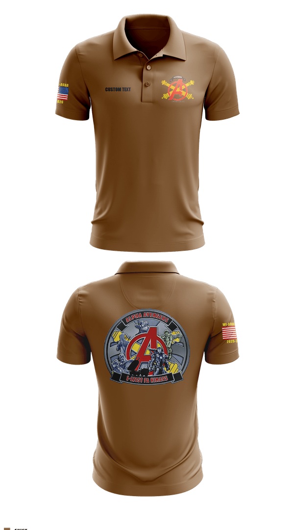 Short Sleeve Performance Polo, Alpha Avengers 1-121st FAR HIMARS, Army, Teamtime, Team time, sublimation, custom sports apparel, team uniforms, spirit wear, spiritwear, sports uniforms, custom shirts, team store, custom team store, fundraiser sports, apparel fundraiser