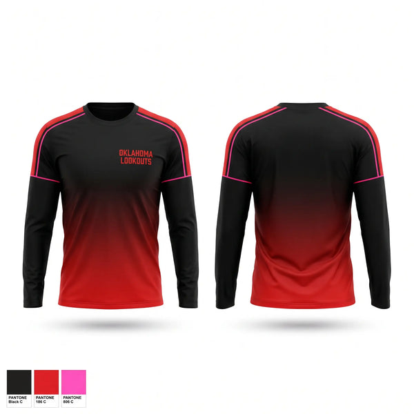 Long Sleeve Performance Shirt, OKLAHOMA LOOKOUTS, Baseball, Teamtime, Team time, sublimation, custom sports apparel, team uniforms, spirit wear, spiritwear, sports uniforms, custom shirts, team store, custom team store, fundraiser sports, apparel fundraiser