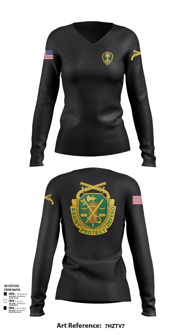 Womens Long Sleeve Vneck Shirt, 785th Military Police Battalion, , Teamtime, Team time, sublimation, custom sports apparel, team uniforms, spirit wear, spiritwear, sports uniforms, custom shirts, team store, custom team store, fundraiser sports, apparel fundraiser