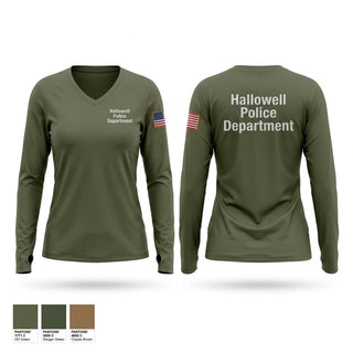 Womens Long Sleeve Vneck Shirt, Hallowell Police Department, Police, Teamtime, Team time, sublimation, custom sports apparel, team uniforms, spirit wear, spiritwear, sports uniforms, custom shirts, team store, custom team store, fundraiser sports, apparel fundraiser