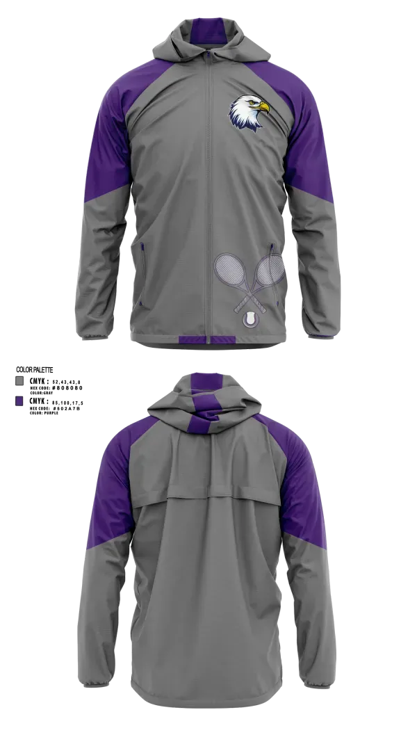 Windbreaker, Albion Purple Eagles, Tennis, Teamtime, Team time, sublimation, custom sports apparel, team uniforms, spirit wear, spiritwear, sports uniforms, custom shirts, team store, custom team store, fundraiser sports, apparel fundraiser