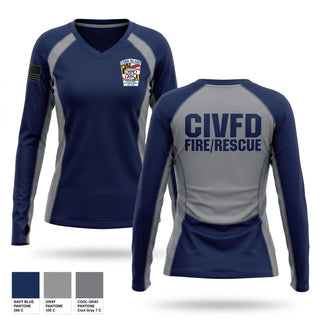 Womens Long Sleeve Vneck Shirt, Cobb Island Volunteer Fire Department and EMS, Fire Department, Teamtime, Team time, sublimation, custom sports apparel, team uniforms, spirit wear, spiritwear, sports uniforms, custom shirts, team store, custom team store, fundraiser sports, apparel fundraiser