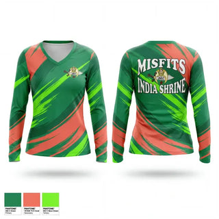 Womens Long Sleeve Vneck Shirt, Misfits, , Teamtime, Team time, sublimation, custom sports apparel, team uniforms, spirit wear, spiritwear, sports uniforms, custom shirts, team store, custom team store, fundraiser sports, apparel fundraiser