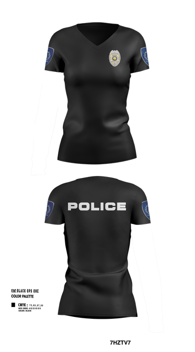 Vincennes Police Department 76255219 Women's Short Sleeve V-neck Shirt - 2