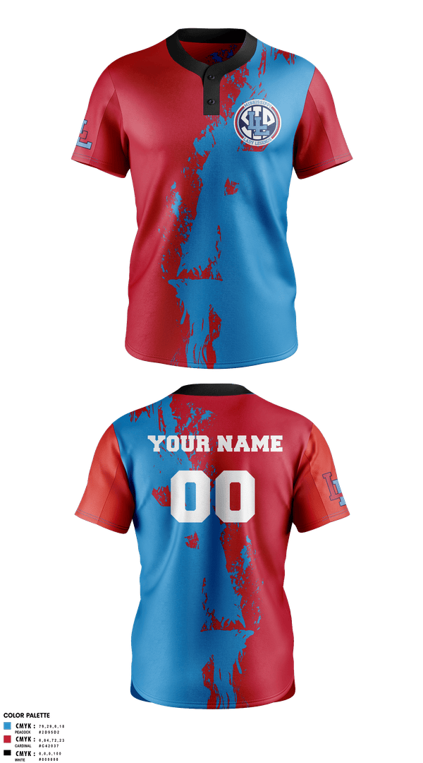 Two Button Softball Jersey, Lady Legends, Softball, Teamtime, Team time, sublimation, custom sports apparel, team uniforms, spirit wear, spiritwear, sports uniforms, custom shirts, team store, custom team store, fundraiser sports, apparel fundraiser