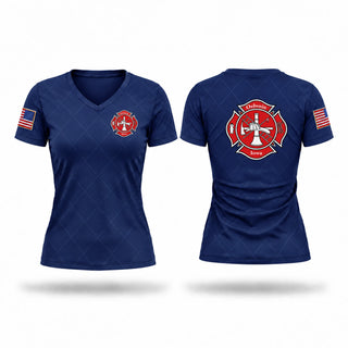 Womens Short Sleeve Vneck Shirt, Oelwein Fire Department, Fire Department, Teamtime, Team time, sublimation, custom sports apparel, team uniforms, spirit wear, spiritwear, sports uniforms, custom shirts, team store, custom team store, fundraiser sports, apparel fundraiser