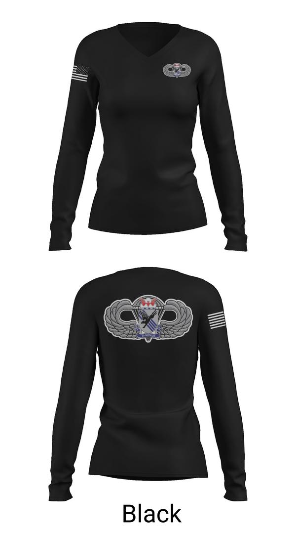 Womens Long Sleeve Vneck Shirt, 1-505th PIR 82nd airborne, Army, Teamtime, Team time, sublimation, custom sports apparel, team uniforms, spirit wear, spiritwear, sports uniforms, custom shirts, team store, custom team store, fundraiser sports, apparel fundraiser