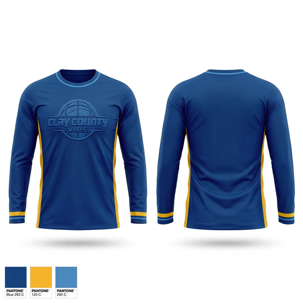 Long Sleeve Performance Shirt, Clay County Vibe, Men's Basketball, Teamtime, Team time, sublimation, custom sports apparel, team uniforms, spirit wear, spiritwear, sports uniforms, custom shirts, team store, custom team store, fundraiser sports, apparel fundraiser