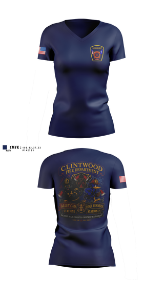 Womens Short Sleeve Vneck Shirt, Clintwood Fire Department, Fire Department, Teamtime, Team time, sublimation, custom sports apparel, team uniforms, spirit wear, spiritwear, sports uniforms, custom shirts, team store, custom team store, fundraiser sports, apparel fundraiser