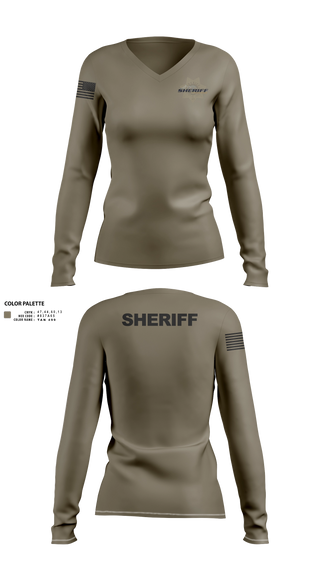 Womens Long Sleeve Vneck Shirt, Flathead County Sheriff's Office, Police, Teamtime, Team time, sublimation, custom sports apparel, team uniforms, spirit wear, spiritwear, sports uniforms, custom shirts, team store, custom team store, fundraiser sports, apparel fundraiser