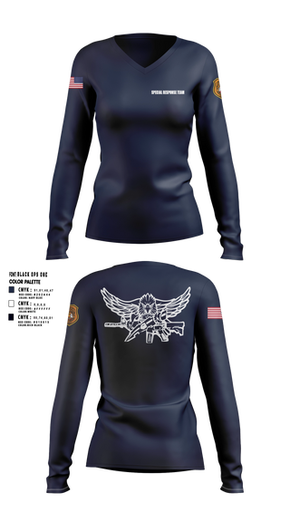 Womens Long Sleeve Vneck Shirt, Special Response Team, Police, Teamtime, Team time, sublimation, custom sports apparel, team uniforms, spirit wear, spiritwear, sports uniforms, custom shirts, team store, custom team store, fundraiser sports, apparel fundraiser