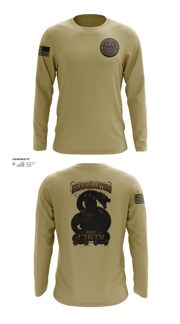 Long Sleeve Performance Shirt, HHC 136th ESB, Army, Teamtime, Team time, sublimation, custom sports apparel, team uniforms, spirit wear, spiritwear, sports uniforms, custom shirts, team store, custom team store, fundraiser sports, apparel fundraiser