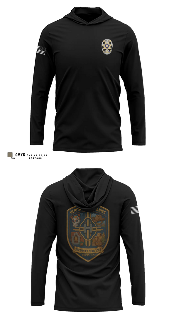 Long Sleeve Hooded Sun Shirt, Heritage Companies Security Services Division, , Teamtime, Team time, sublimation, custom sports apparel, team uniforms, spirit wear, spiritwear, sports uniforms, custom shirts, team store, custom team store, fundraiser sports, apparel fundraiser
