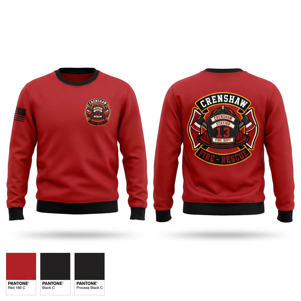 Crew Neck Sweatshirt, Crenshaw, Fire Department, Teamtime, Team time, sublimation, custom sports apparel, team uniforms, spirit wear, spiritwear, sports uniforms, custom shirts, team store, custom team store, fundraiser sports, apparel fundraiser