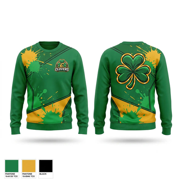 Crew Neck Sweatshirt, Clovers Lacrosse Club, Men's Lacrosse, Teamtime, Team time, sublimation, custom sports apparel, team uniforms, spirit wear, spiritwear, sports uniforms, custom shirts, team store, custom team store, fundraiser sports, apparel fundraiser