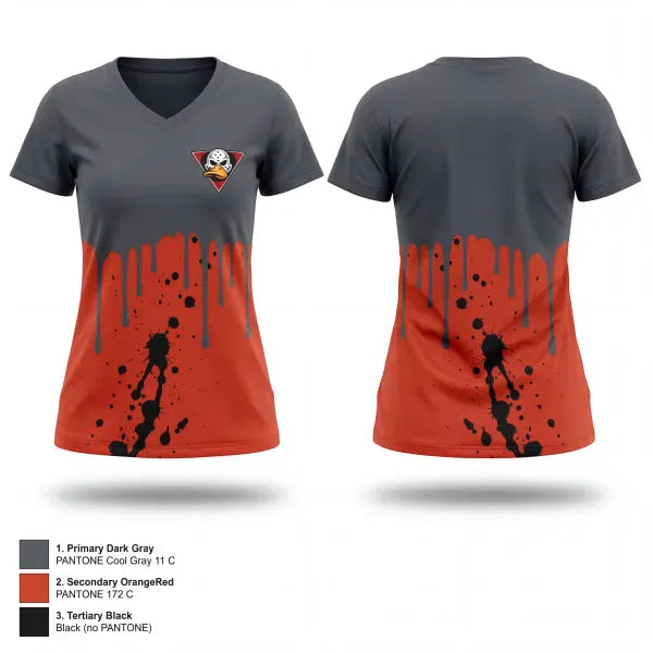 Womens Short Sleeve Vneck Shirt, Ducks, Softball, Teamtime, Team time, sublimation, custom sports apparel, team uniforms, spirit wear, spiritwear, sports uniforms, custom shirts, team store, custom team store, fundraiser sports, apparel fundraiser