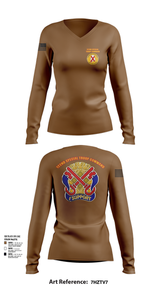 Womens Long Sleeve Vneck Shirt, 122nd Special Troop Command, , Teamtime, Team time, sublimation, custom sports apparel, team uniforms, spirit wear, spiritwear, sports uniforms, custom shirts, team store, custom team store, fundraiser sports, apparel fundraiser