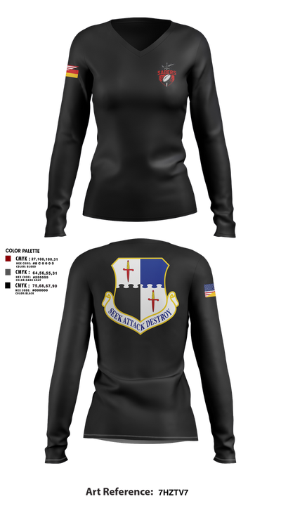Saber Rugby 88389897 Women's Long Sleeve V-neck Shirt - 3