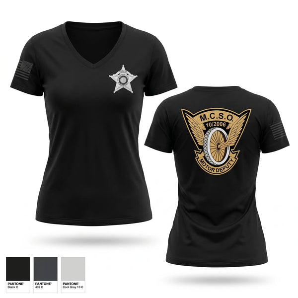 Womens Short Sleeve Vneck Shirt, MCSO trafficMotors, Police, Teamtime, Team time, sublimation, custom sports apparel, team uniforms, spirit wear, spiritwear, sports uniforms, custom shirts, team store, custom team store, fundraiser sports, apparel fundraiser