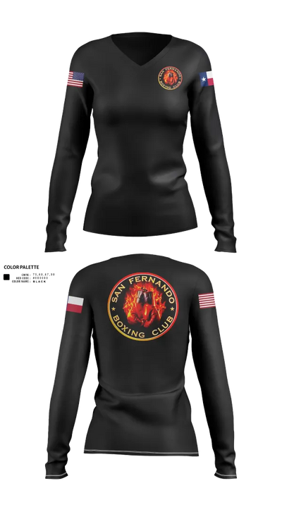 San Fernando Boxing Club 92427997 Women's Long Sleeve V-neck Shirt - 21