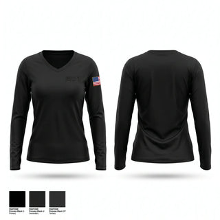 Womens Long Sleeve Vneck Shirt, RFD 1, Fire Department, Teamtime, Team time, sublimation, custom sports apparel, team uniforms, spirit wear, spiritwear, sports uniforms, custom shirts, team store, custom team store, fundraiser sports, apparel fundraiser
