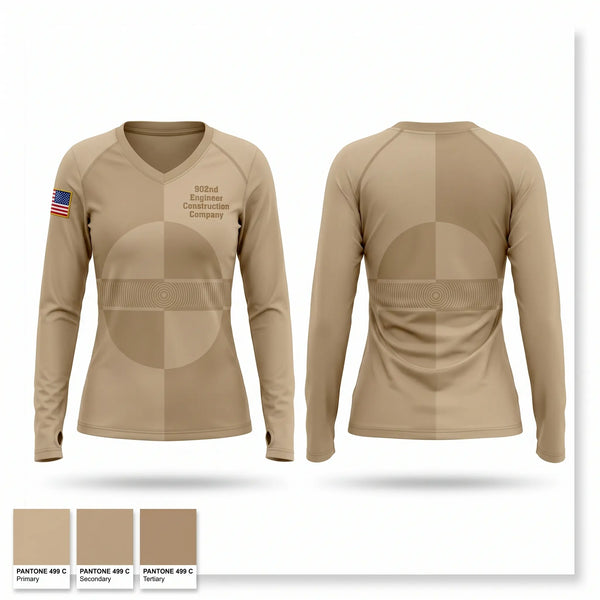 Womens Long Sleeve Vneck Shirt, 902nd Engineer Construction Company, Army, Teamtime, Team time, sublimation, custom sports apparel, team uniforms, spirit wear, spiritwear, sports uniforms, custom shirts, team store, custom team store, fundraiser sports, apparel fundraiser