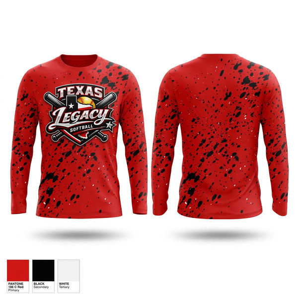 Long Sleeve Performance Shirt, Texas legacy, Softball, Teamtime, Team time, sublimation, custom sports apparel, team uniforms, spirit wear, spiritwear, sports uniforms, custom shirts, team store, custom team store, fundraiser sports, apparel fundraiser
