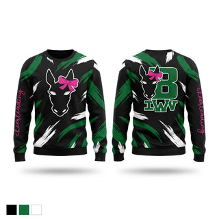 Crew Neck Sweatshirt, IWV Burros, Cheer, Teamtime, Team time, sublimation, custom sports apparel, team uniforms, spirit wear, spiritwear, sports uniforms, custom shirts, team store, custom team store, fundraiser sports, apparel fundraiser