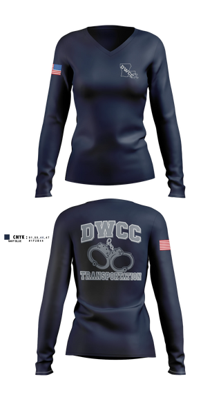 Womens Long Sleeve Vneck Shirt, David Wade Correctional Center, Police, Teamtime, Team time, sublimation, custom sports apparel, team uniforms, spirit wear, spiritwear, sports uniforms, custom shirts, team store, custom team store, fundraiser sports, apparel fundraiser
