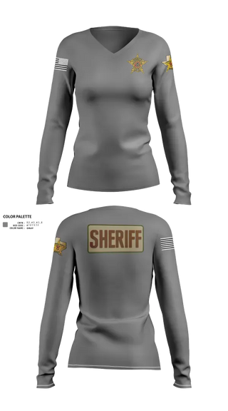Womens Long Sleeve Vneck Shirt, Hudspeth county sheriff office, , Teamtime, Team time, sublimation, custom sports apparel, team uniforms, spirit wear, spiritwear, sports uniforms, custom shirts, team store, custom team store, fundraiser sports, apparel fundraiser
