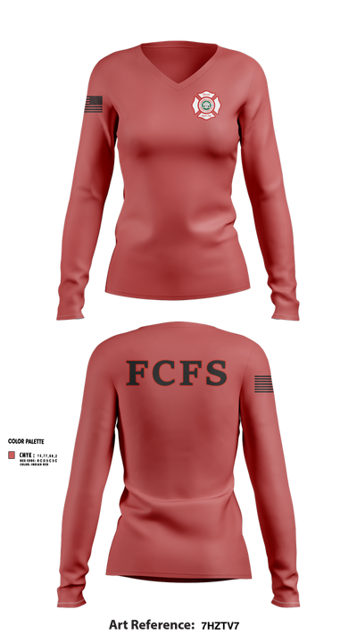 Fairfield County Fire Service 95108928 Women's Long Sleeve V-neck Shirt - 103