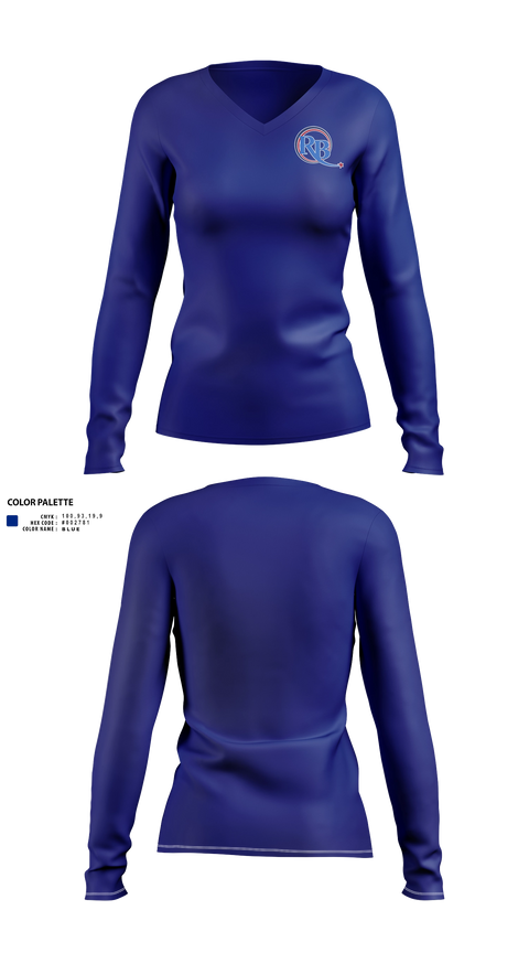 Womens Long Sleeve Vneck Shirt, River Bend Career and technical Center, , Teamtime, Team time, sublimation, custom sports apparel, team uniforms, spirit wear, spiritwear, sports uniforms, custom shirts, team store, custom team store, fundraiser sports, apparel fundraiser