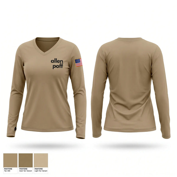 Womens Long Sleeve Vneck Shirt, allen poff, Fire Department, Teamtime, Team time, sublimation, custom sports apparel, team uniforms, spirit wear, spiritwear, sports uniforms, custom shirts, team store, custom team store, fundraiser sports, apparel fundraiser