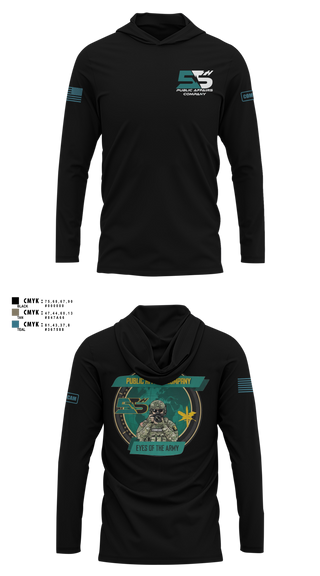 Long Sleeve Performance Shirt with hood, 55th ComCam Kraken, Army, Teamtime, Team time, sublimation, custom sports apparel, team uniforms, spirit wear, spiritwear, sports uniforms, custom shirts, team store, custom team store, fundraiser sports, apparel fundraiser
