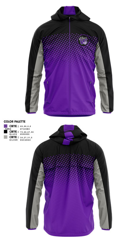 Windbreaker, Soledad Warriors Cheer, Cheer, Teamtime, Team time, sublimation, custom sports apparel, team uniforms, spirit wear, spiritwear, sports uniforms, custom shirts, team store, custom team store, fundraiser sports, apparel fundraiser