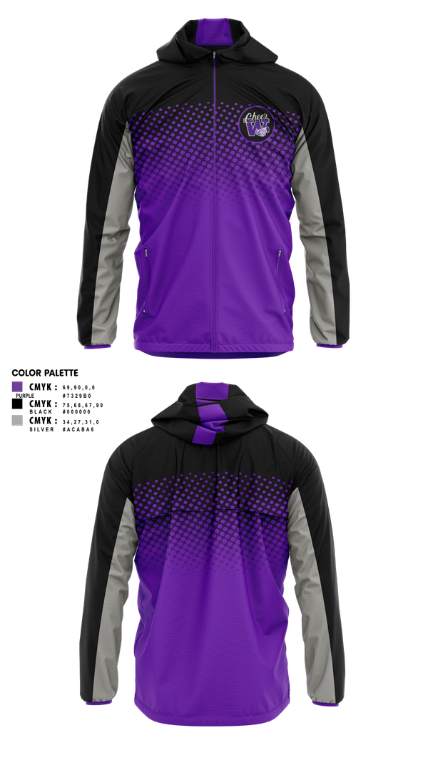Windbreaker, Soledad Warriors Cheer, Cheer, Teamtime, Team time, sublimation, custom sports apparel, team uniforms, spirit wear, spiritwear, sports uniforms, custom shirts, team store, custom team store, fundraiser sports, apparel fundraiser