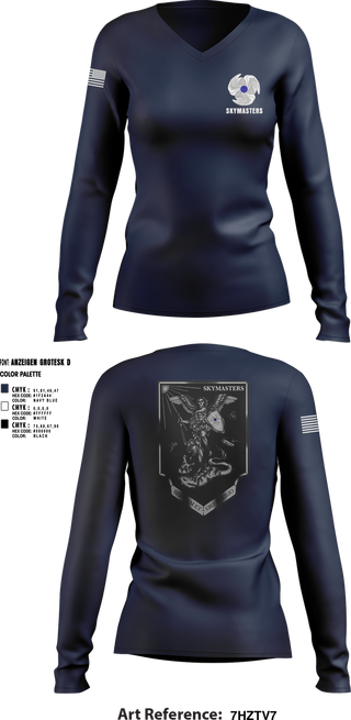 Womens Long Sleeve Vneck Shirt, 1-222 Aviaition Regiment, Army, Teamtime, Team time, sublimation, custom sports apparel, team uniforms, spirit wear, spiritwear, sports uniforms, custom shirts, team store, custom team store, fundraiser sports, apparel fundraiser