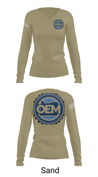 Womens Long Sleeve Vneck Shirt, Oregon Emergency Management, Police, Teamtime, Team time, sublimation, custom sports apparel, team uniforms, spirit wear, spiritwear, sports uniforms, custom shirts, team store, custom team store, fundraiser sports, apparel fundraiser