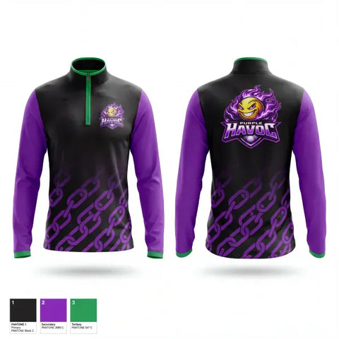 Quarter Zip Jacket, Purple Havoc, Softball, Teamtime, Team time, sublimation, custom sports apparel, team uniforms, spirit wear, spiritwear, sports uniforms, custom shirts, team store, custom team store, fundraiser sports, apparel fundraiser
