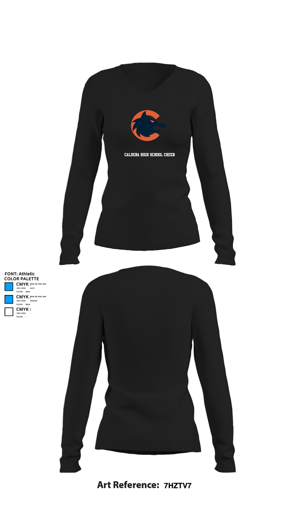 Womens Long Sleeve Vneck Shirt, Caldera High School Cheer, Cheer, Teamtime, Team time, sublimation, custom sports apparel, team uniforms, spirit wear, spiritwear, sports uniforms, custom shirts, team store, custom team store, fundraiser sports, apparel fundraiser
