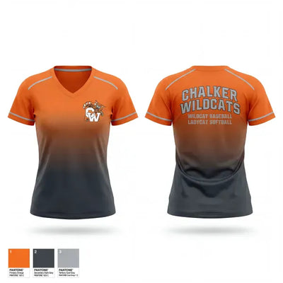 Chalker High School Baseball 80081175 Women's Short Sleeve V-neck Shirt - 1
