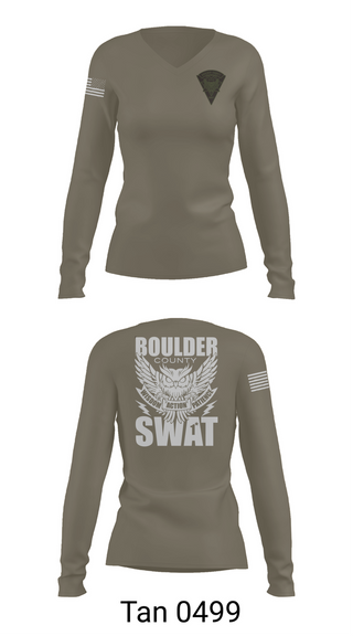 Womens Long Sleeve Vneck Shirt, Boulder county Sheriff’s Office, Police, Teamtime, Team time, sublimation, custom sports apparel, team uniforms, spirit wear, spiritwear, sports uniforms, custom shirts, team store, custom team store, fundraiser sports, apparel fundraiser