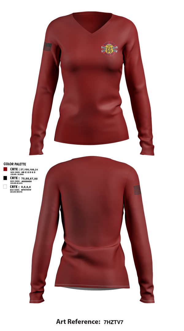 Women's Long Sleeve Vneck Shirt, 66 Transportation Company, , Teamtime, Team time, sublimation, custom sports apparel, team uniforms, spirit wear, spiritwear, sports uniforms, custom shirts, team store, custom team store, fundraiser sports, apparel fundraiser